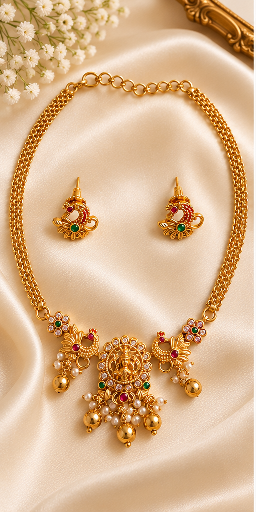 Elegant Peacock Ruby Choker Set
