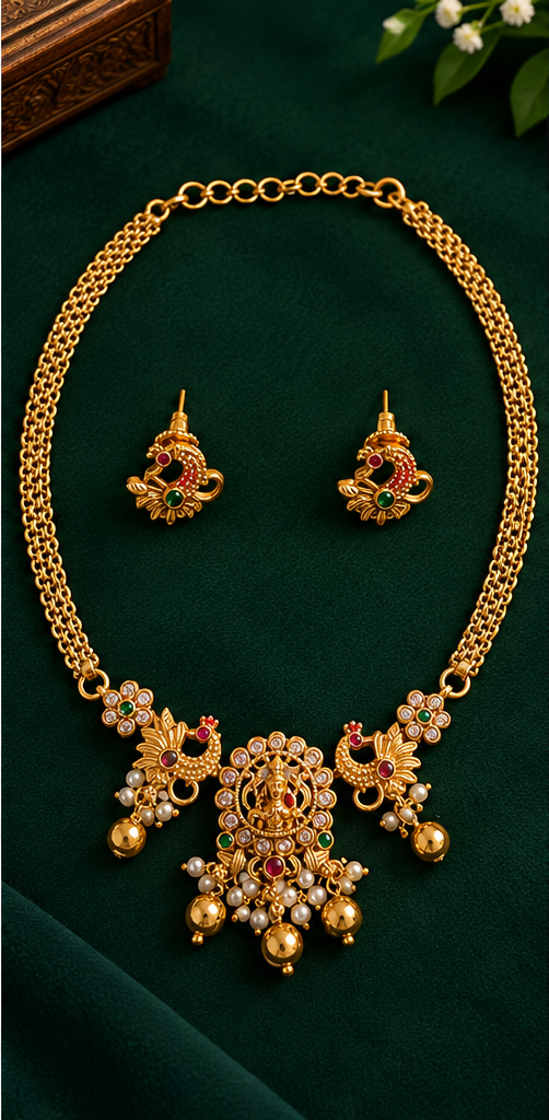 Elegant Peacock Ruby Choker Set