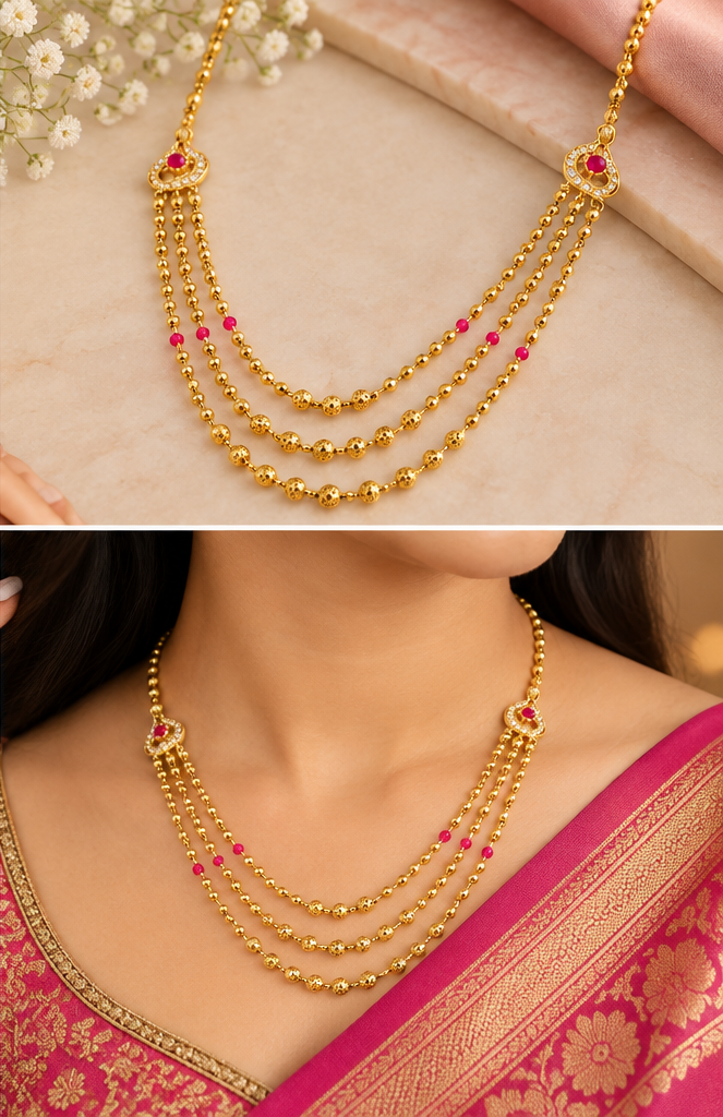 Elegant Triple Layer Beads necklace