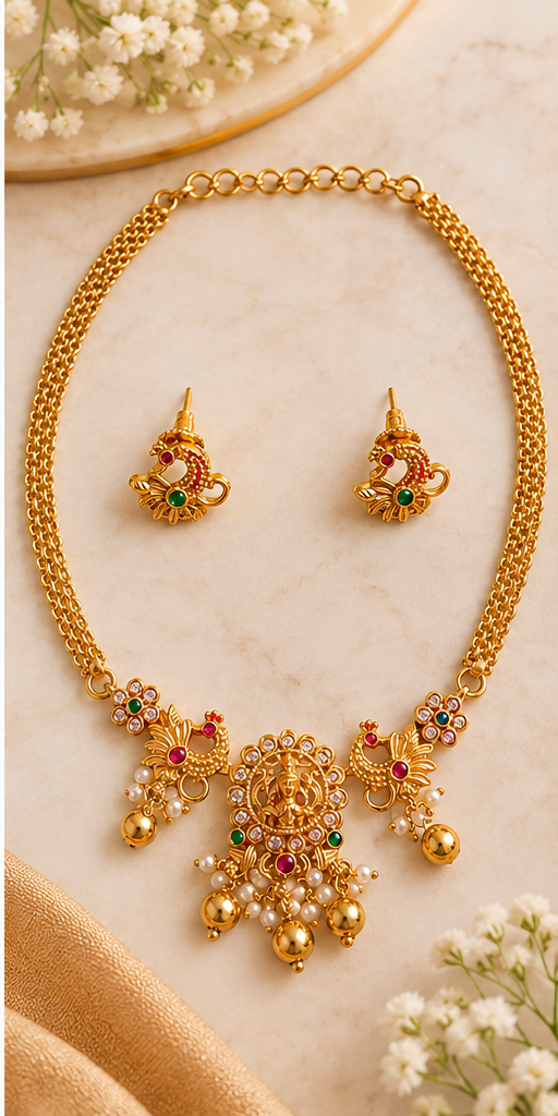 Elegant Peacock Ruby Choker Set