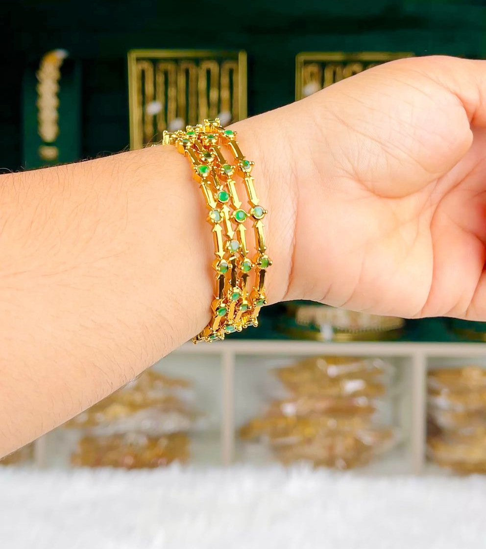 Simple Stone Bangles - Green - 2.4