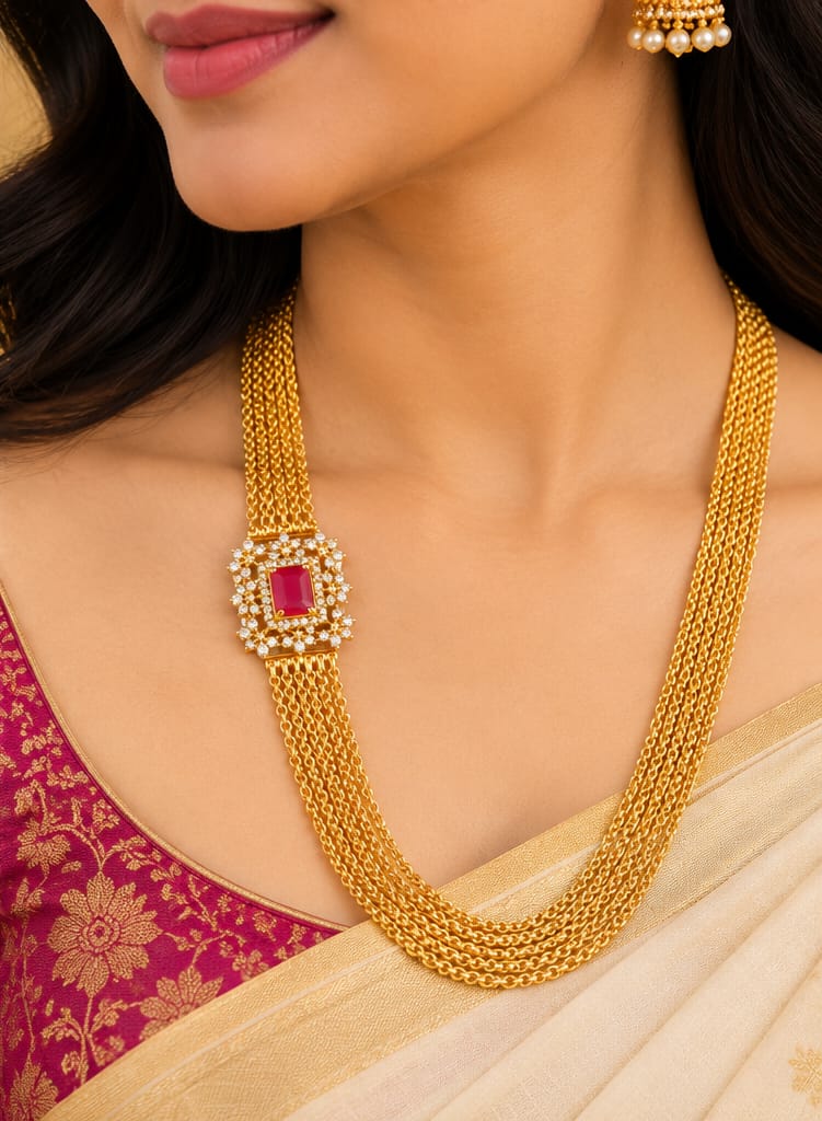 Elegant Multi-Chain Ruby Chandraharam