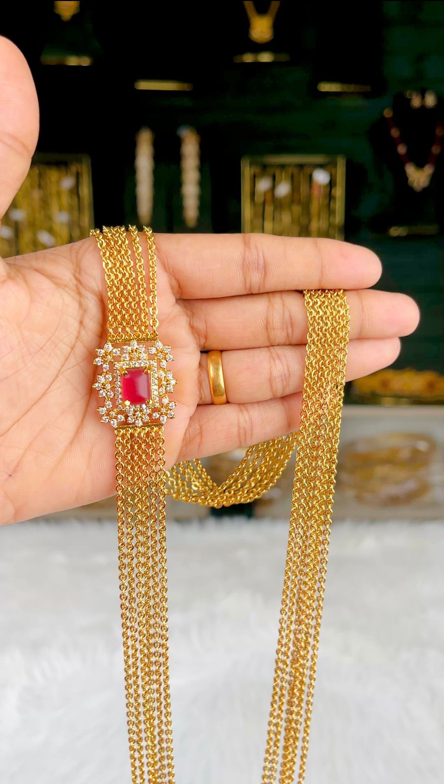 Elegant Multi-Chain Ruby Chandraharam