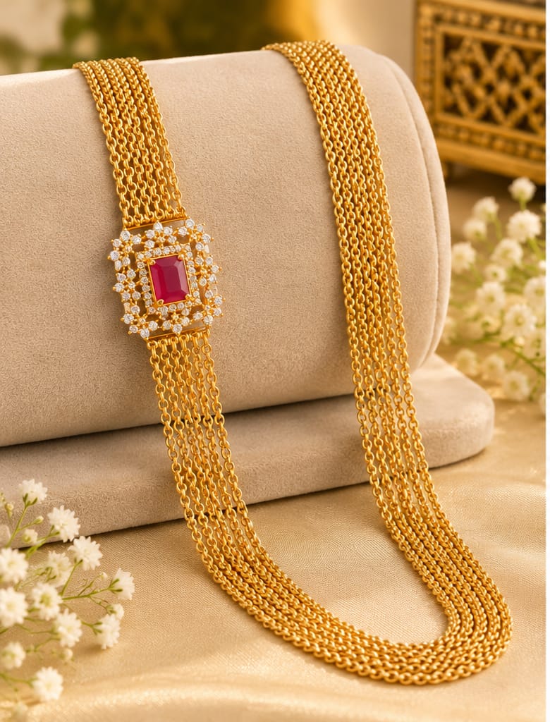 Elegant Multi-Chain Ruby Chandraharam