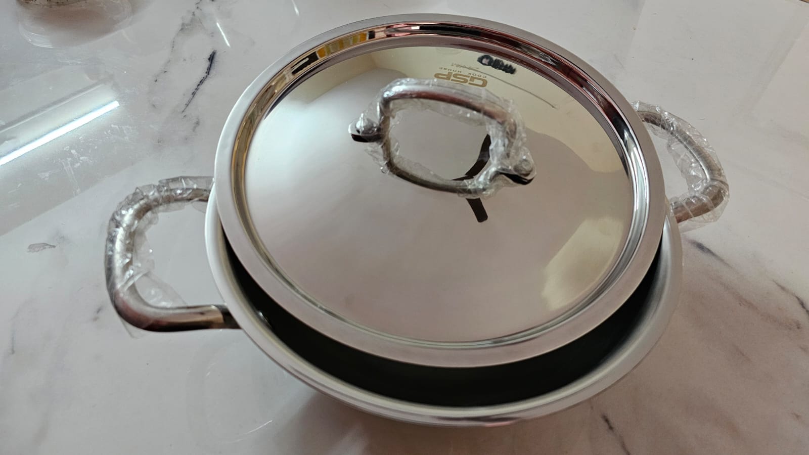 Tri-ply Steel Kadai with SS Lid - 18 cm / 1.1LTR / 1.1KG. Even heating and Induction friendly.